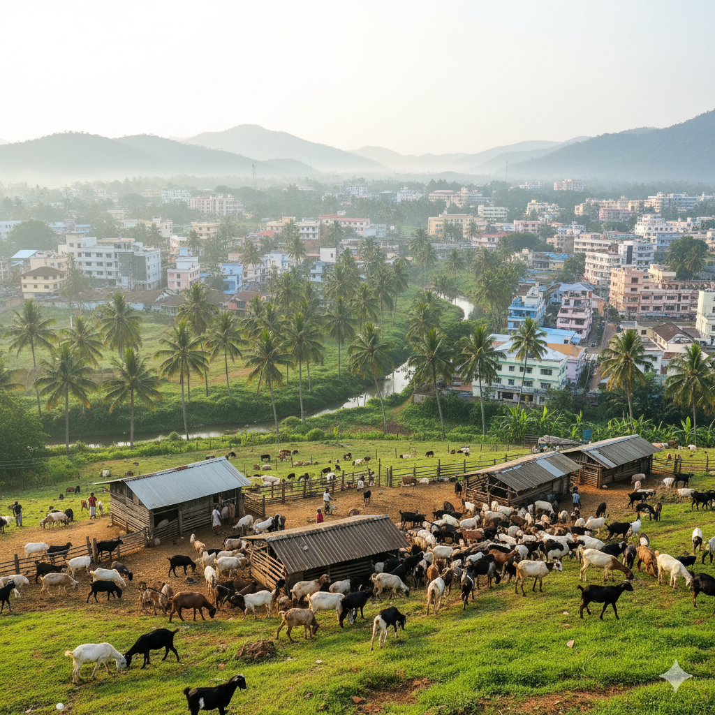 New Zealand lambs eating grass beside lake hawea.